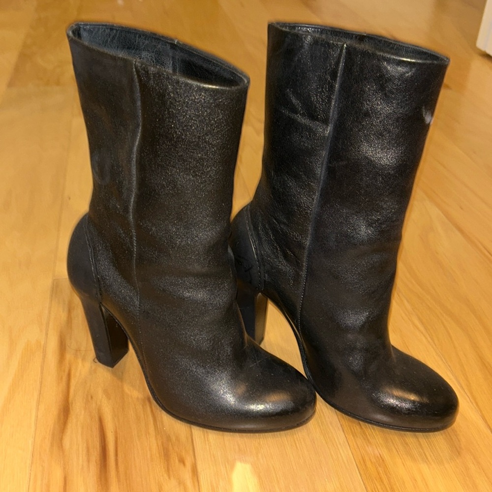 Mid ankle black Italian booties
